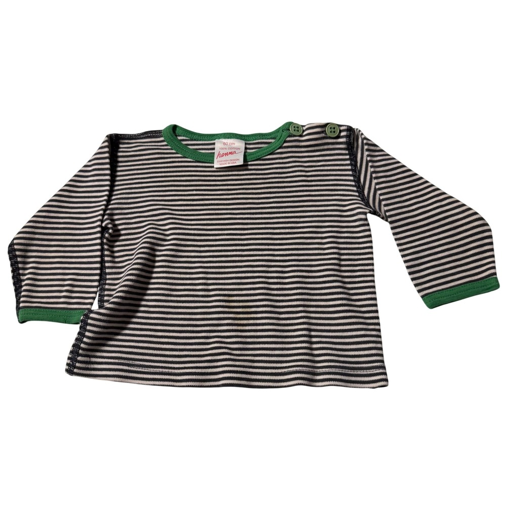 Vintage 90s Hanna Andersson Striped ColorBlock 3-6 month boy cotton shirt long